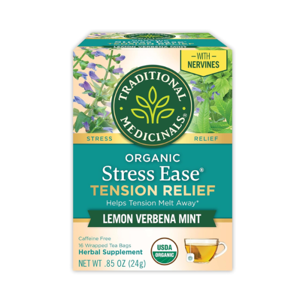 Traditional Medicinals Stress Ease Tension Relief Lemon Verbena Mint – 16 Tea Bags