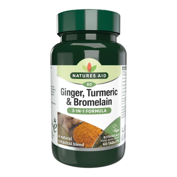 Natures Aid Ginger  Turmeric & Bromelain 60 Tablets