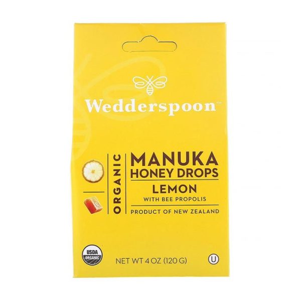 Wedderspoon Organic Manuka Honey Drops Lemon 120g 20's