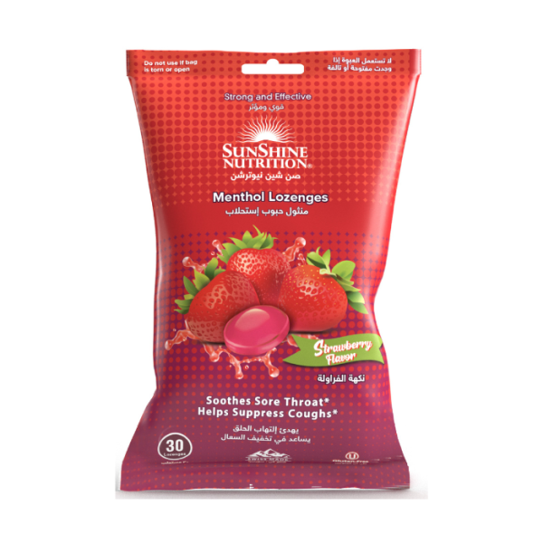 Sunshine Nutrition Menthol Lozenges Strawberry 30's