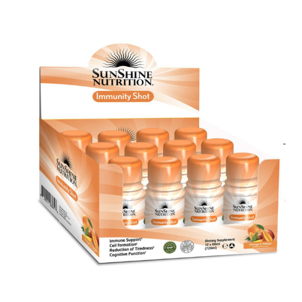 Sunshine Nutrition Immunity Shot 60ml (12 Pack)–Boost Natural Immunity & Energy with Vitamin C & Antioxidants