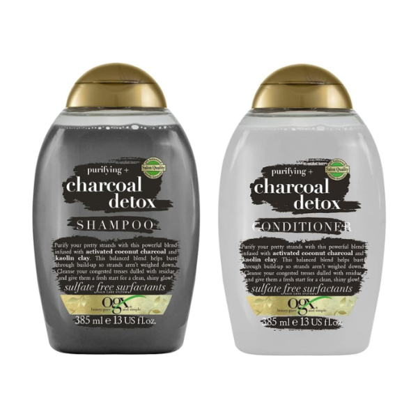 OGX Purifying + Charcoal Detox Shampoo 385ml + Conditioner 385ml Combo