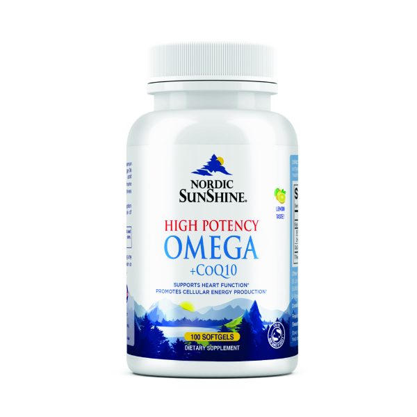 Nordic Sunshine Omega 1280mg + COQ10 100mg – High Potency Softgels for Heart, Brain & Energy Support – 100 Count