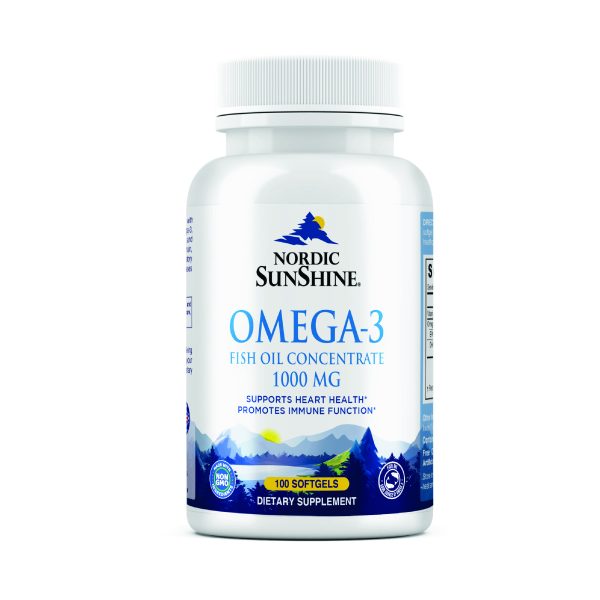 Nordic Sunshine Omega-3 Fish Oil – 1000 mg, Supports Heart, Immunity, Joint & Brain Function - 100 Softgels