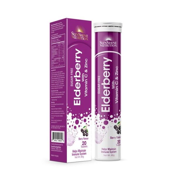 Sunshine Nutrition Elderberry With Vitamin C & Zinc Effervescent Tablets 20's