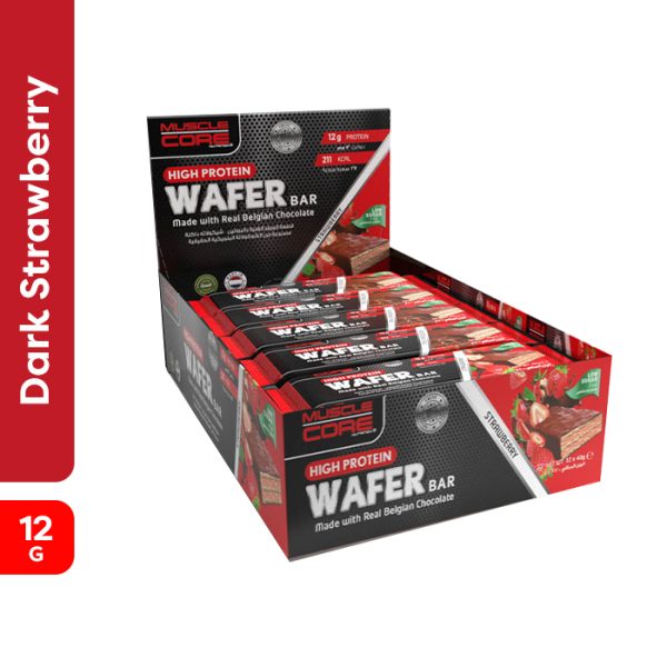 Muscle Core High Protein Wafer Bar Strawbery 40g -Box Of 12 Pieces