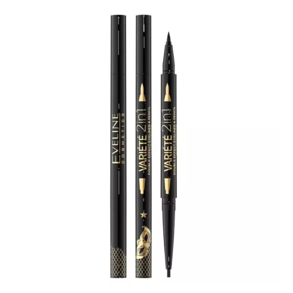 Eveline  Variete 2-In-1 Waterproof Double Effect Eyeliner & Pencil Ultra Black