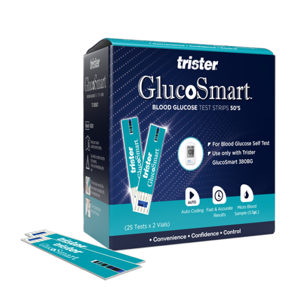 Trister Gluco Smart Blood Glucose Test Strips 50's