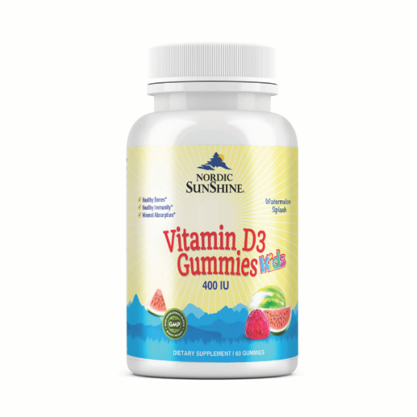 Nordic Sunshine Vitamin D3 400 IU Kids Gummies – Promotes Healthy Bones & Teeth, Immunity Support, Gelatin-Free - 60’s