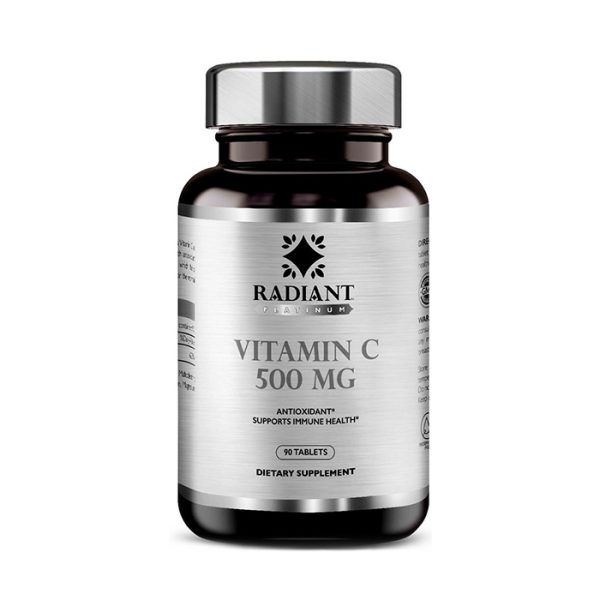 Radiant Platinum Vitamin C 500mg – Supports Immune System, Iron Absorption, Antioxidant Formula for Skin & Joints – 90 Tablets