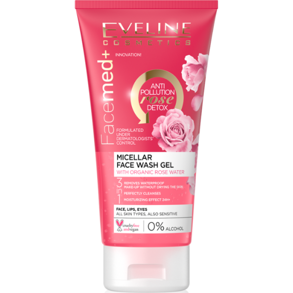 Eveline  Facemed + Micellar Face Wash Gel Rose Water 150ml