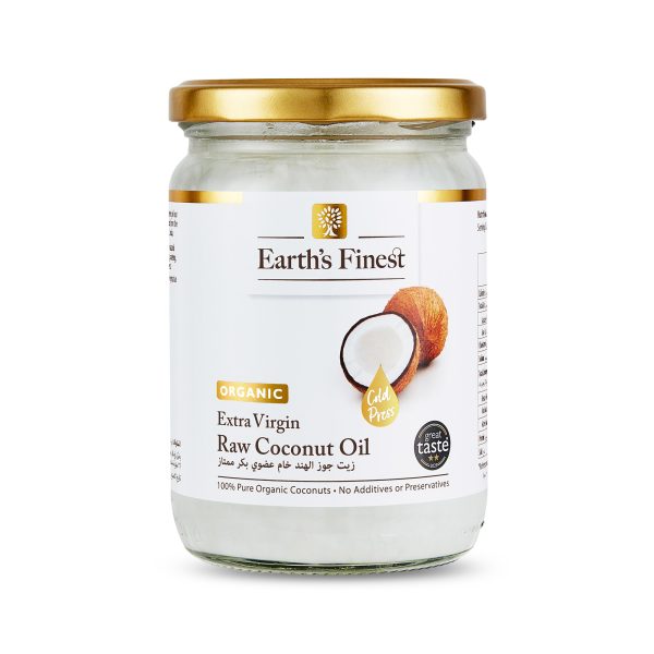 Earth’s Finest Organic Extra Virgin Raw Coconut Oil, 100% Pure, Cold-Pressed, Unrefined, No Additives - 500ml