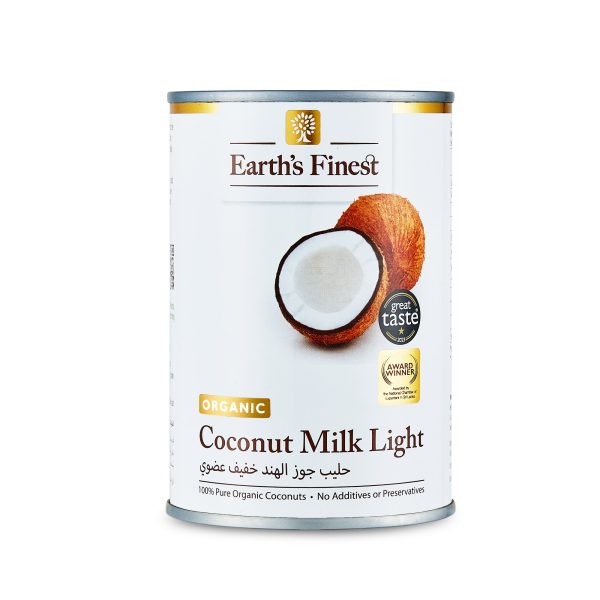 Earth’s Finest Organic Coconut Milk Light, Unsweetened, Vegan, Dairy-Free, BPA-Free, Low-Fat & Long-Life – 400ml