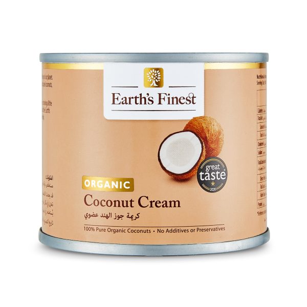 Earth’s Finest Organic Coconut Cream, Vegan, Unsweetened, BPA-Free Coconut Cooking Cream for Curries & Desserts – 200ml