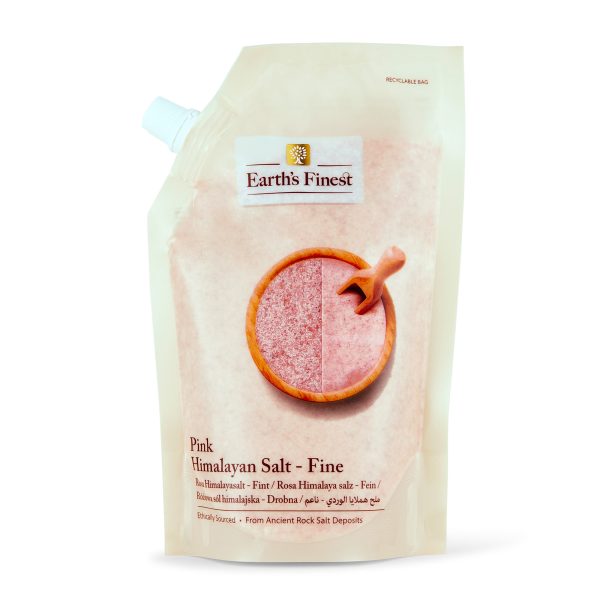 Earth’s Finest Pink Himalayan Salt, Fine Grain, Unrefined, Mineral-Rich Natural Rock for Cooking & Wellness – 500g