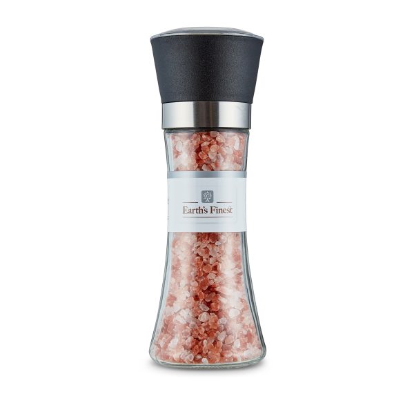 Earth’s Finest Pink Himalayan Salt – 100% Pure, Coarse Grain Rock Salt in Refillable Glass Grinder – 200g