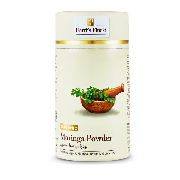 Earth’s Finest Organic Moringa Powder - 100% Pure Superfood, Detox & Immune Support, Non-GMO, Vegan - 113g