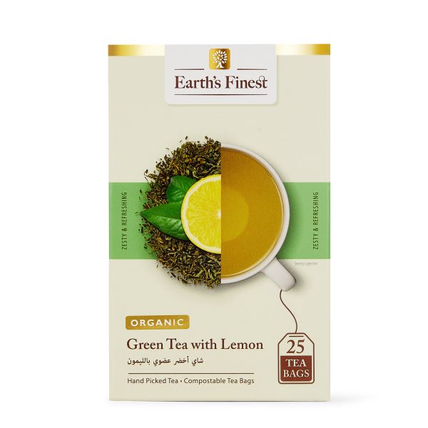 Earth’s Finest Organic Green Tea with Lemon, Detoxifying, Refreshing, Antioxidant-Rich Wellness Blend - 25 Tea Bags