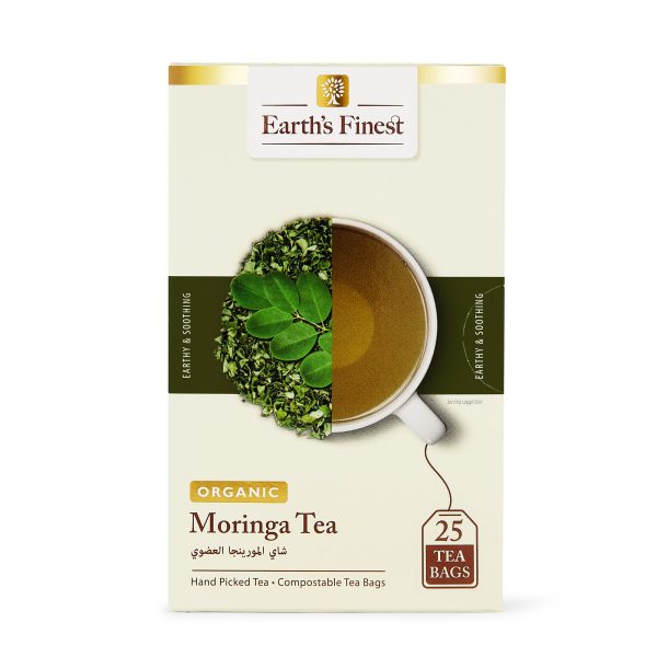 Earth’s Finest Organic Moringa, Antioxidant-Rich Herbal Superfood, Caffeine-Free, Ayurveda Wellness - 25 Tea Bags