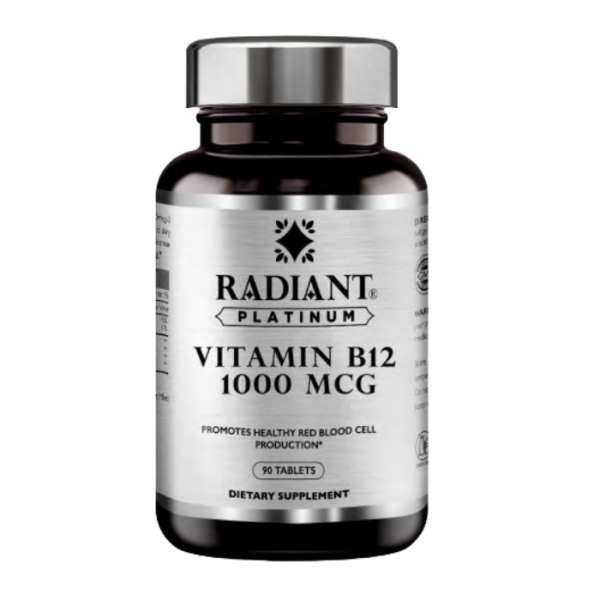 Radiant Platinum Vitamin B12 1000mcg, Supports Healthy Nerves, Energy Metabolism - 90 Tablets