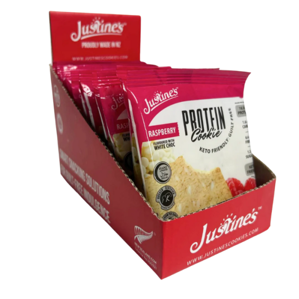 Justine's Protein Cookie Raspberry White Chocolate 60G 12s