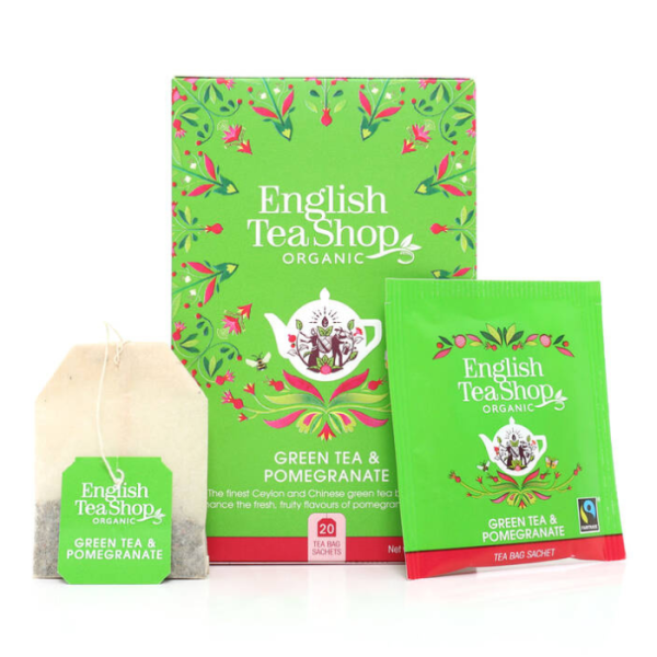 English Tea Shop Organic Green Tea Pomegranate 20s