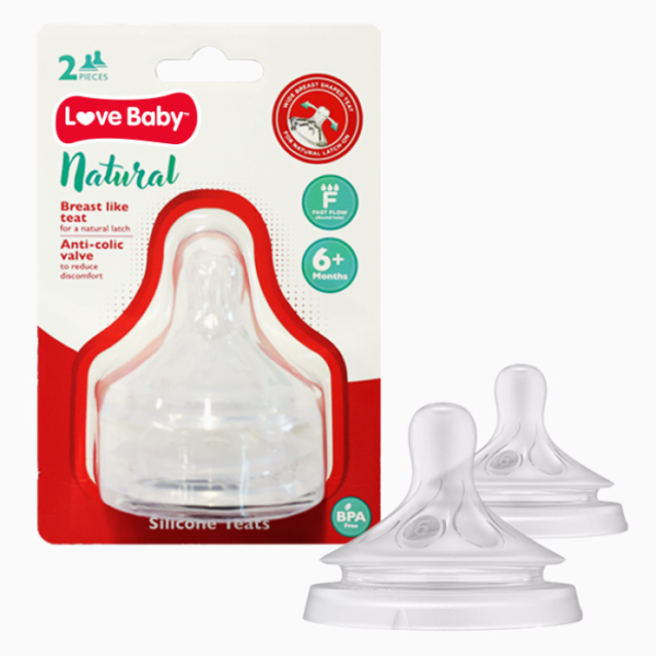 Love Baby Natural Silicone Teats Fast Flow 2s