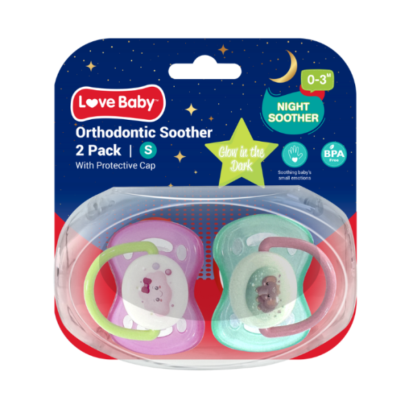 Love Baby Glow In The Dark Orthodontic Soother 0+ Months 2s