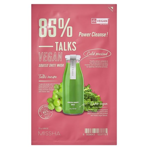 Missha Talks Vegan Squeeze Sheet Mask Power Cleanse 27g