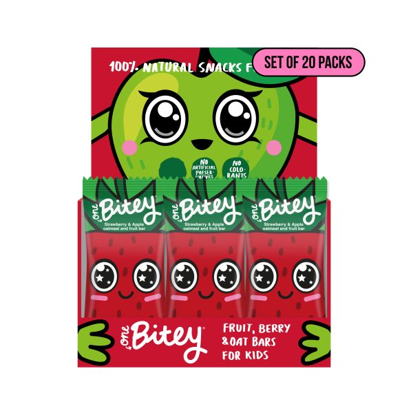 One Bitey Fruit & Oat Bars Aplle and Strawberry 30g 20s