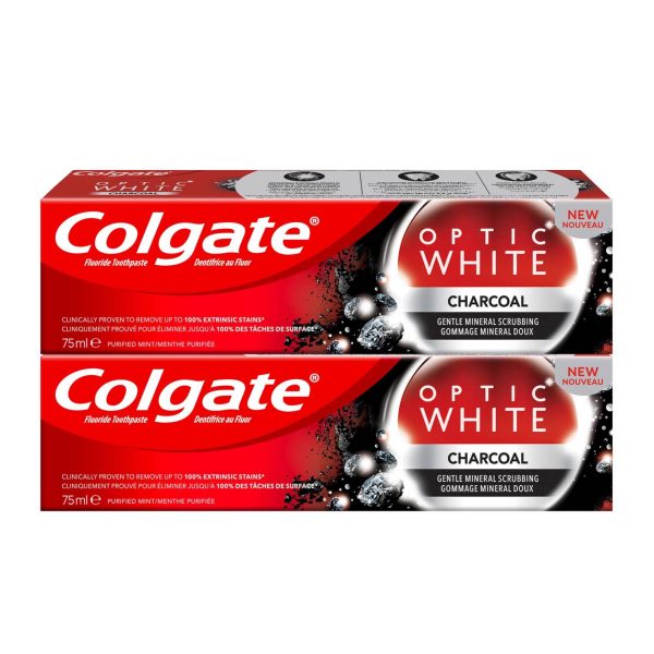 Colgate Optic White Charcoal Whitening Toothpaste 2x75ml