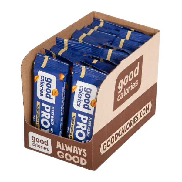 Good Calories Protein Bar Peanut Vanilla 45g, 10g of Plant Based Protein, High Fiber, No Sugar, Vegan – Pack of 20 pcs