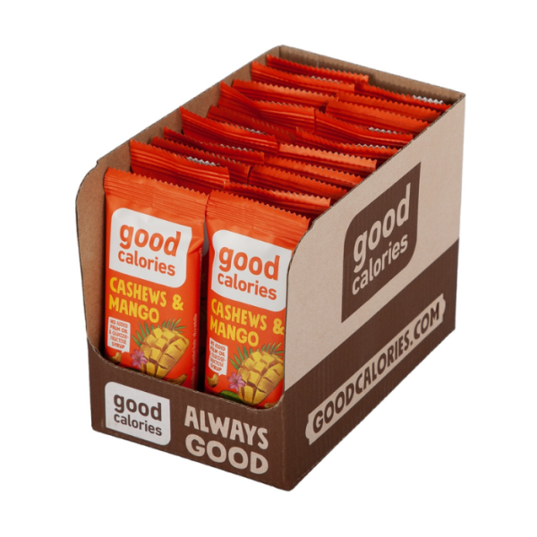 Good Calories Nut Bar Cashews & Mango 32g, With 96% Fruits & Nuts, Rich in Fiber, No Palm Oil & Glucose - Fructose Syrup, Vegan - Pack of 20 pcs