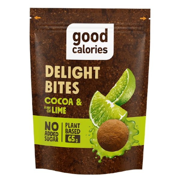 Good Calories Cocoa & Hint of Lime Delight Bites, Natural Source of Magnesium, Iron & Potassium, No Sugar, Vegans – 65g