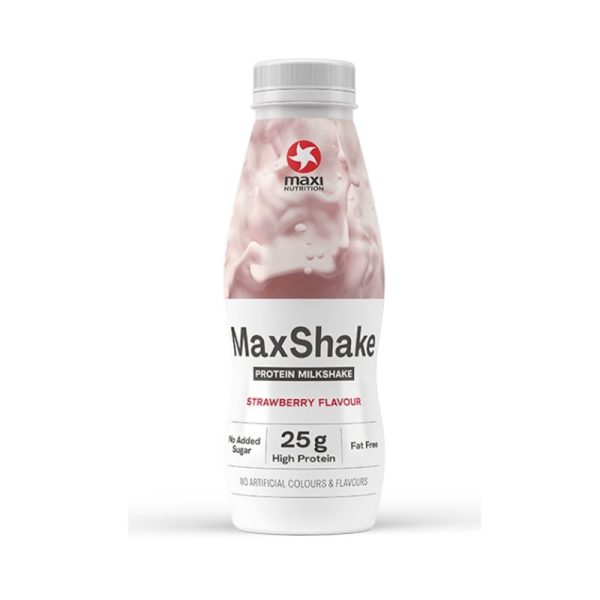 Maxi Nutrition MaxShake Strawberry, 25g High Protein, Low Fat, No Sugar Added, No Artificial Flavours – 330ml