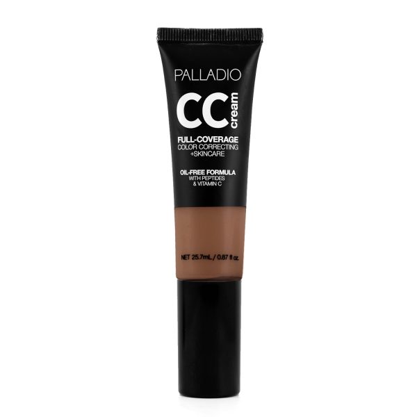 Palladio CC Cream Full Coverage Foundation, Rich 52W, Oil-Free Formula with Peptides & Vitamin C - 25.7ml